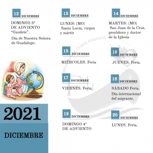 CALENDARIO LITÚRGICO DE DICIEMBRE