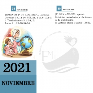 CALENDARIO LITÚRGICO DE NOVIEMBRE 2021  NOVIEMBRE  MES DE MARÍA