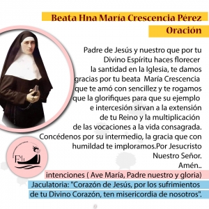 17 DE AGOSTO: NACIMIENTO DE LA BEATA MARÍA CRESCENCIA PÉREZ